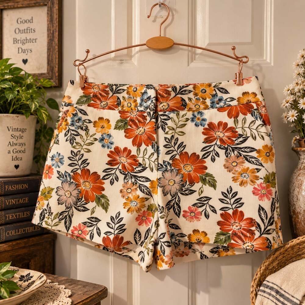 LOFT Riviera Floral Print Mid Rise Shorts Sz 10 4” Inseam Cotton Blend Chino NWT